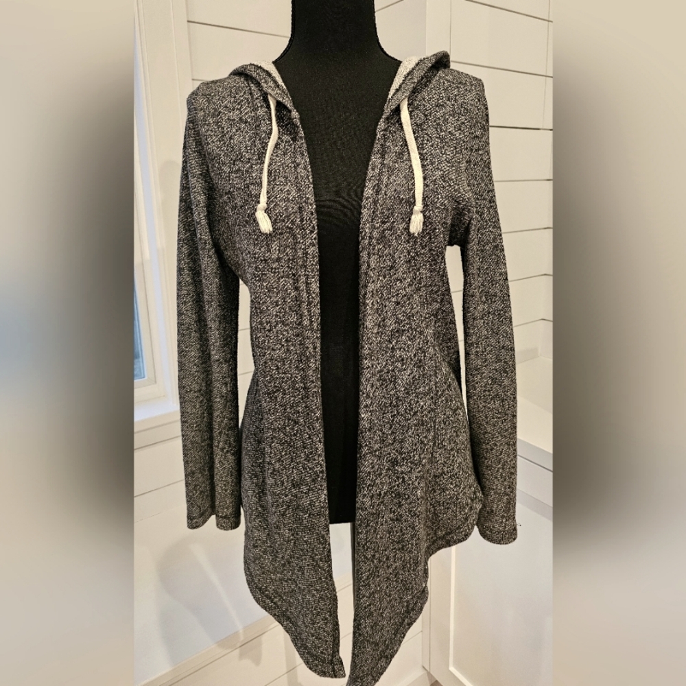 Women's Gray Hooded Cardigan Sweater